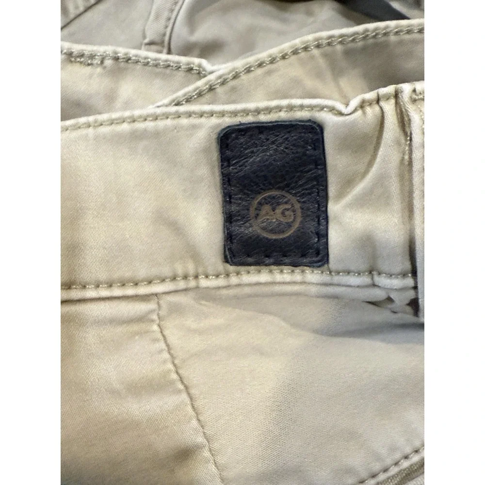 AG Adriano Goldschmied THE ROMAN  Women Sz 31R Skinny Pleated Beige Hiking Pants